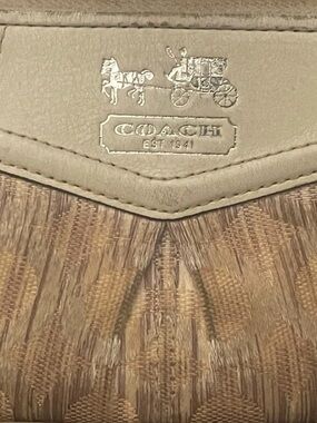 Coach Brown Tan Signature Zip Wristlet